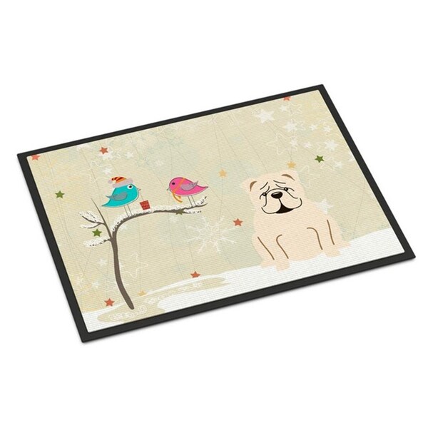 Carolines Treasures Christmas Presents Between Friends English Bulldog White Indoor or Outdoor Mat, 18 x 0.25 x 27 in. BB2595MAT - main